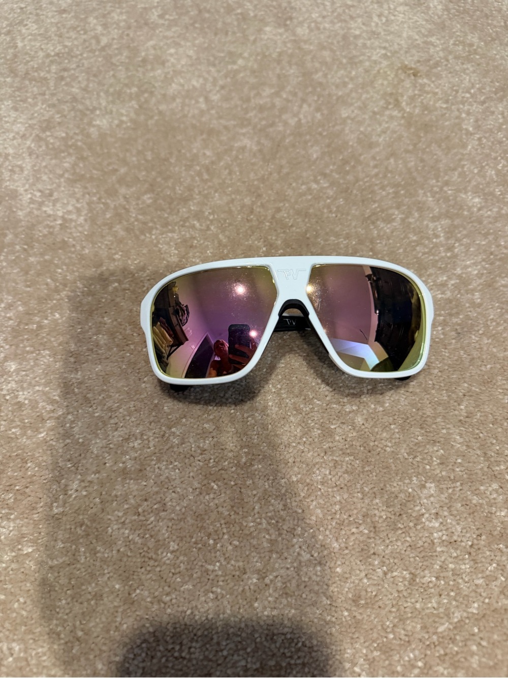 Pit Viper White Frame Sunglasses with Purple/Gold Mirrored Lenses